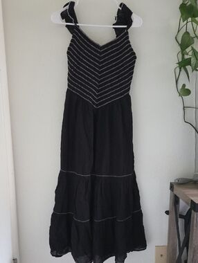 American Eagle Outfitters Black Maxi Dress with White Striped Bodice